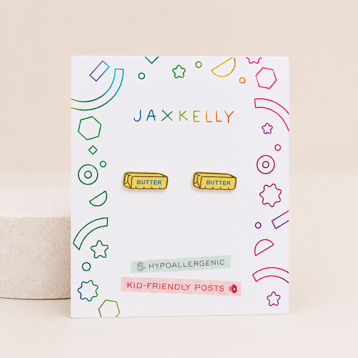 Butter Enamel Flat Back Kids Earrings