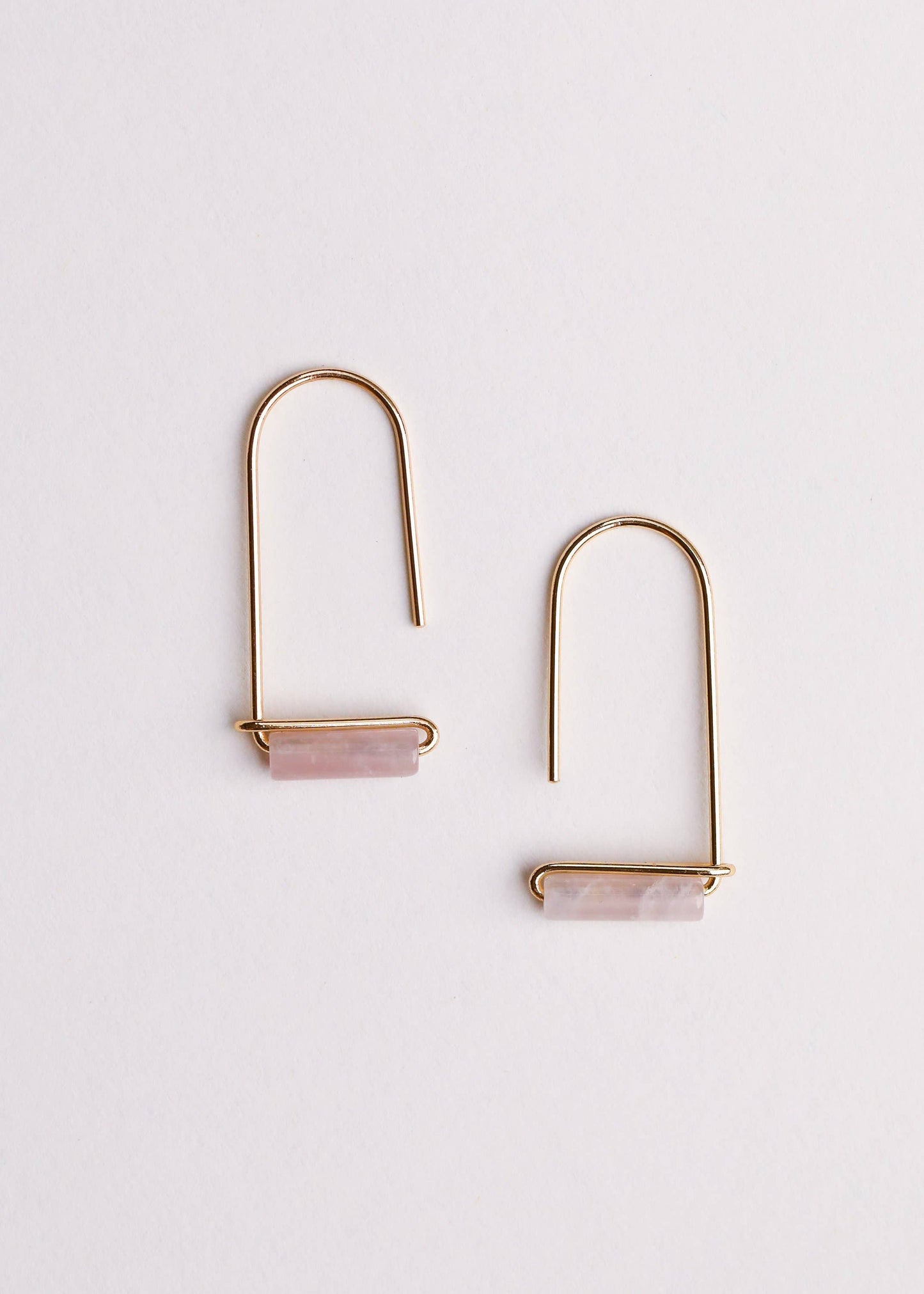 Drop - Rose Quartz - Gold Earrings