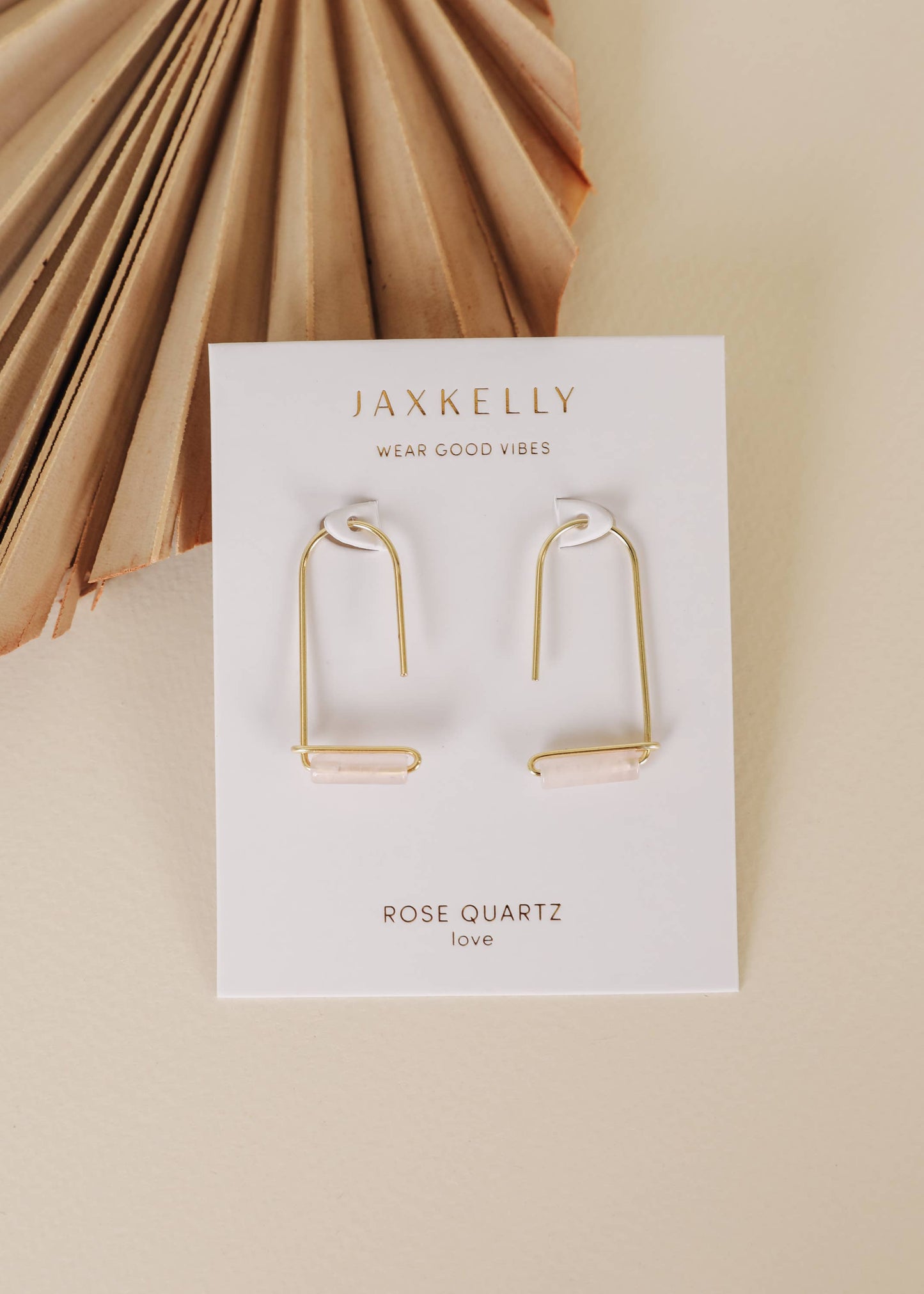 Drop - Rose Quartz - Gold Earrings