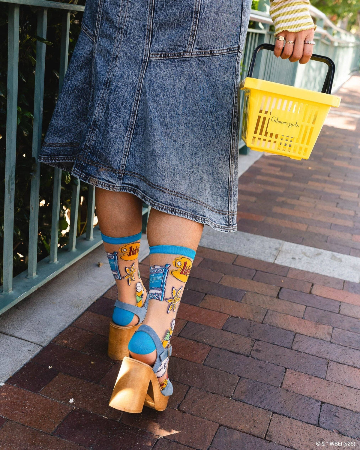 Gilmore Girls Stars Hollow Shimmer Sheer Crew Sock