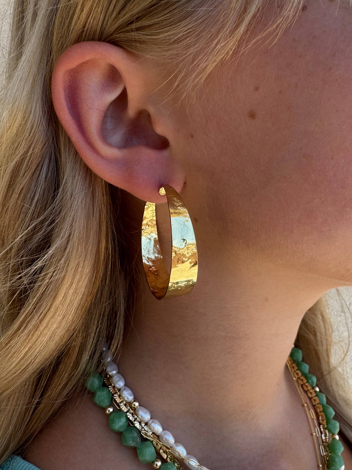 Linden Textured Gold Filled Hoop Earrings