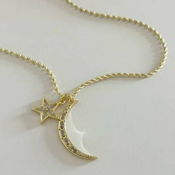 Moon and Star Necklace