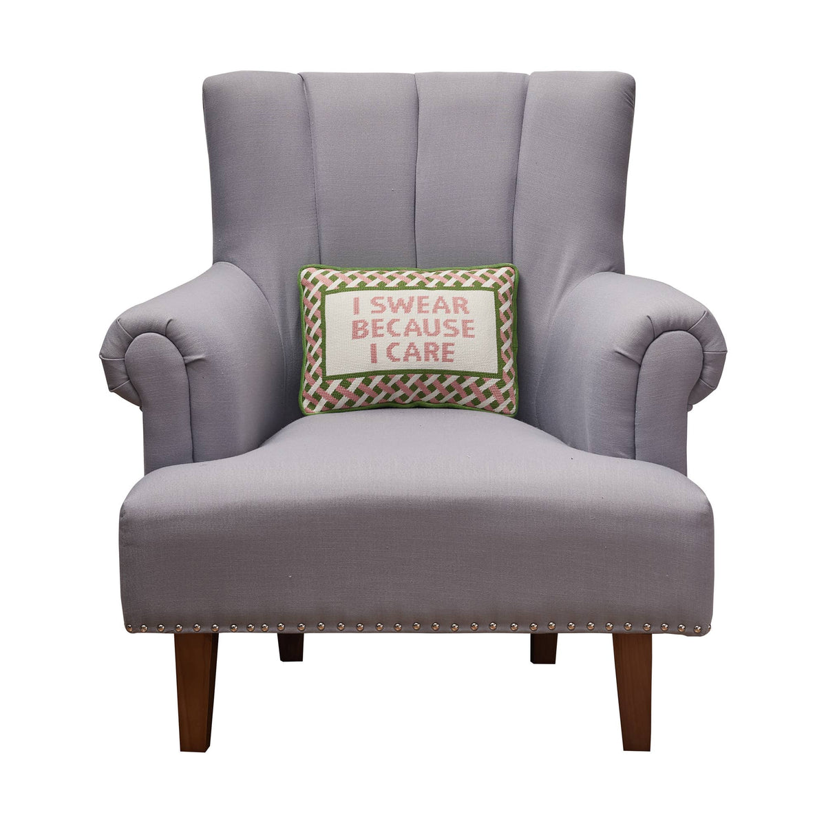 I Swear Because I Care Embroidered Pillow