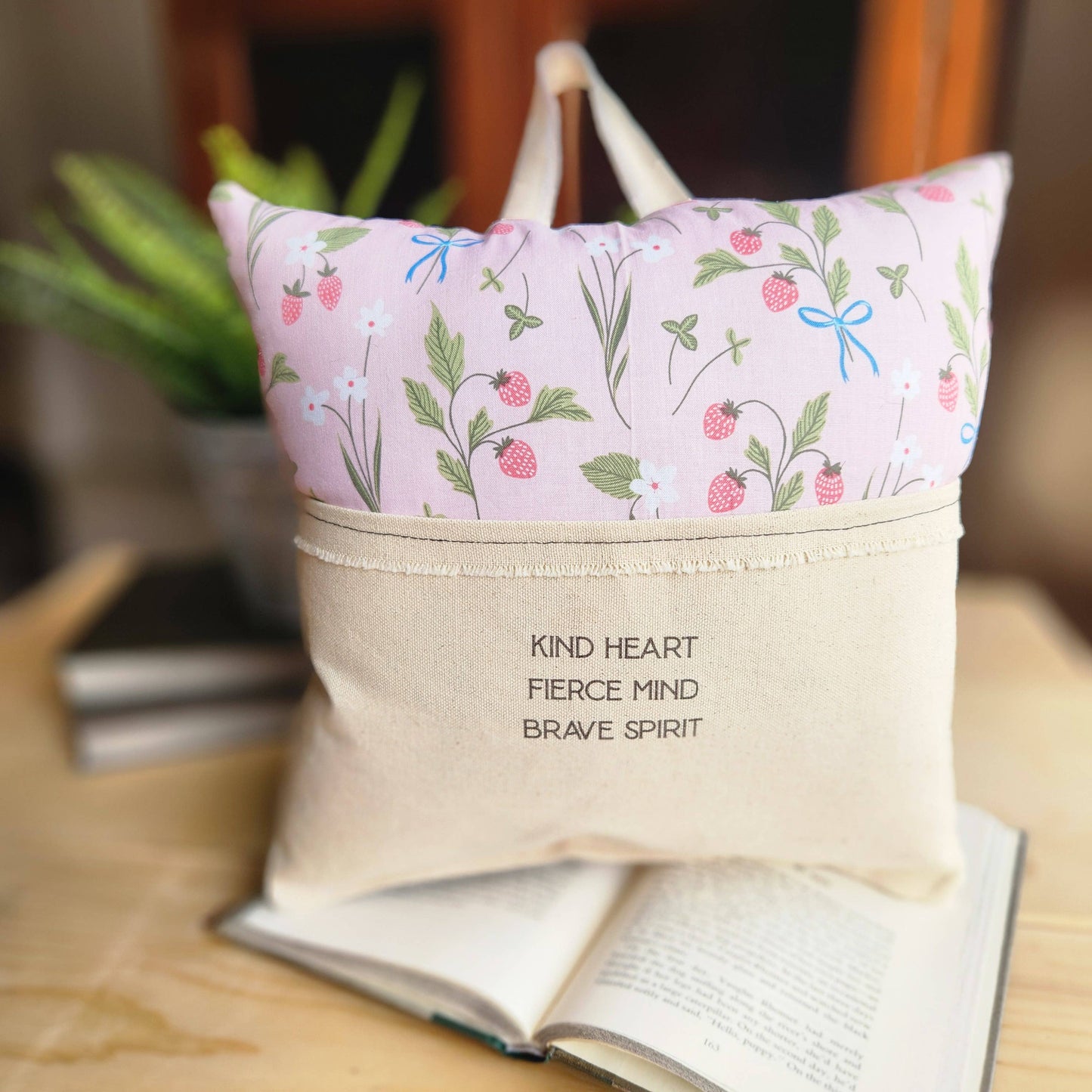 Kind Heart, Fierce Mind, Reading Pillow, Berries