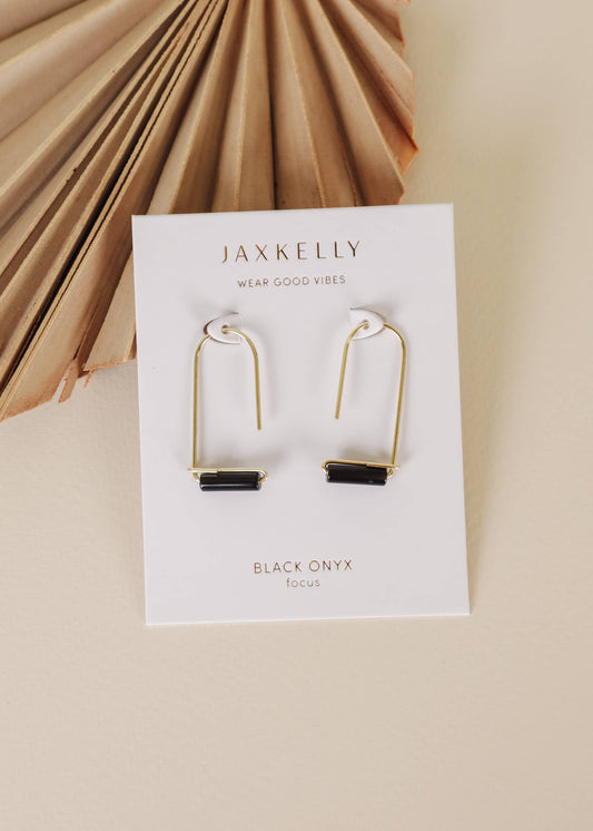 Drop - Black Onyx - Gold Earrings