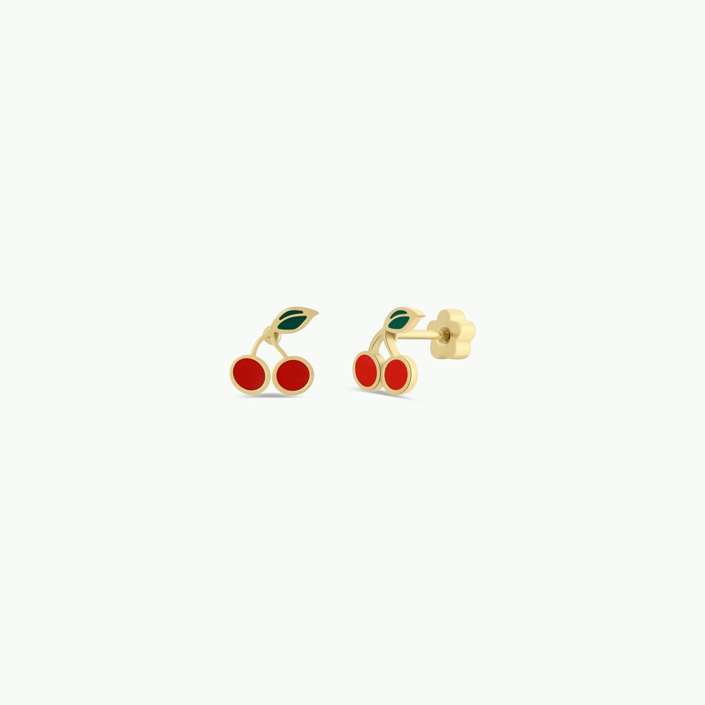 Cherry Enamel Flat Back Kids Earrings