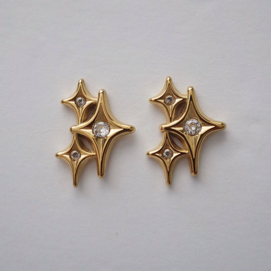 Tri-Starlet Stud Earrings