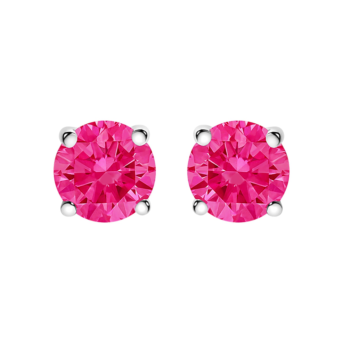 10K White Gold 1/2 Cttw Lab Created Round Brilliant Cut Pink Diamond Classic 4-Prong Solitaire Stud Earrings (Fancy Pink Color, VVS2-VS1 Clarity)