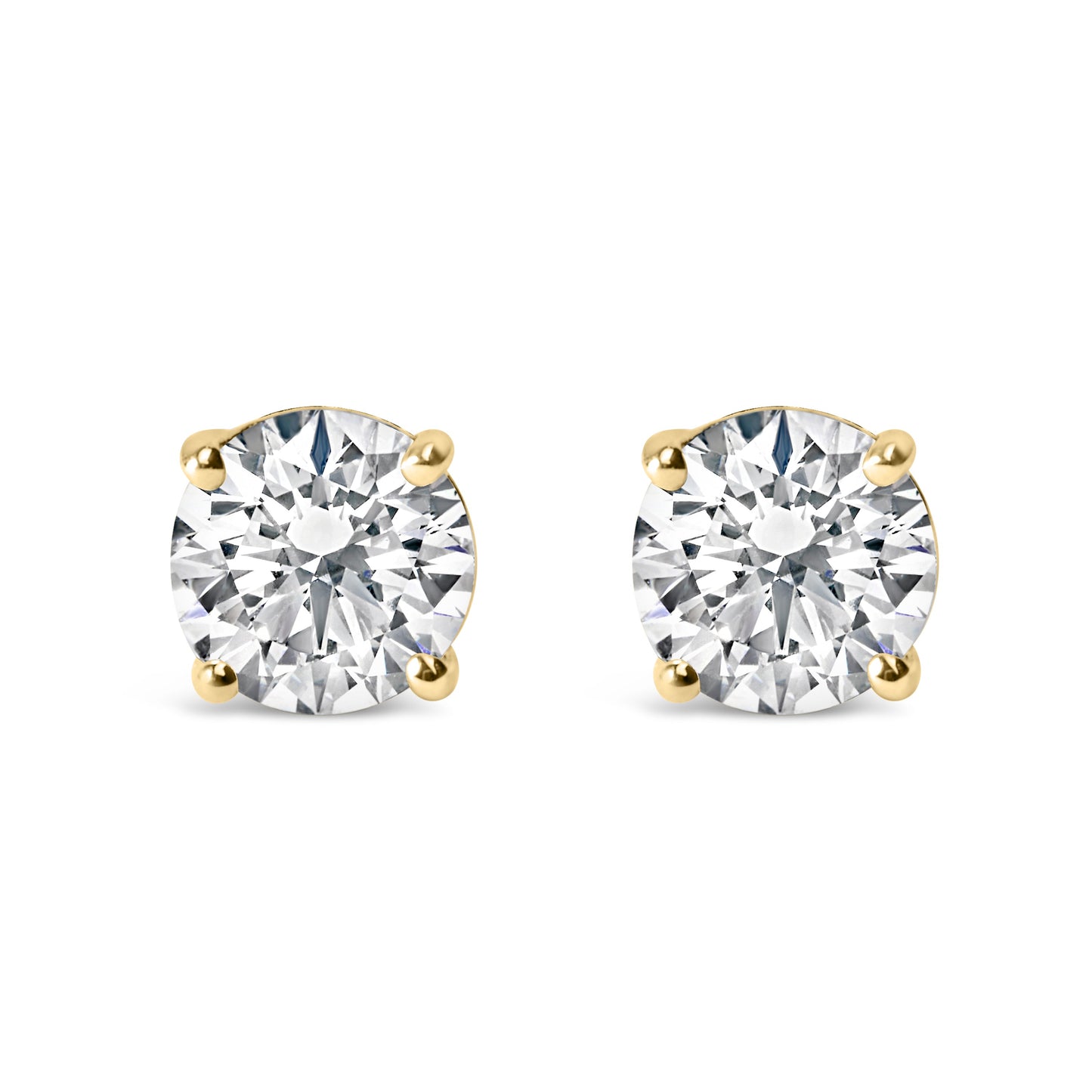 14K White Gold 1.0 Cttw Round Brilliant Cut Lab Grown White Diamond 4-Prong Classic Solitaire Stud Earrings (F-G Color, VS1-VS2 Clarity)