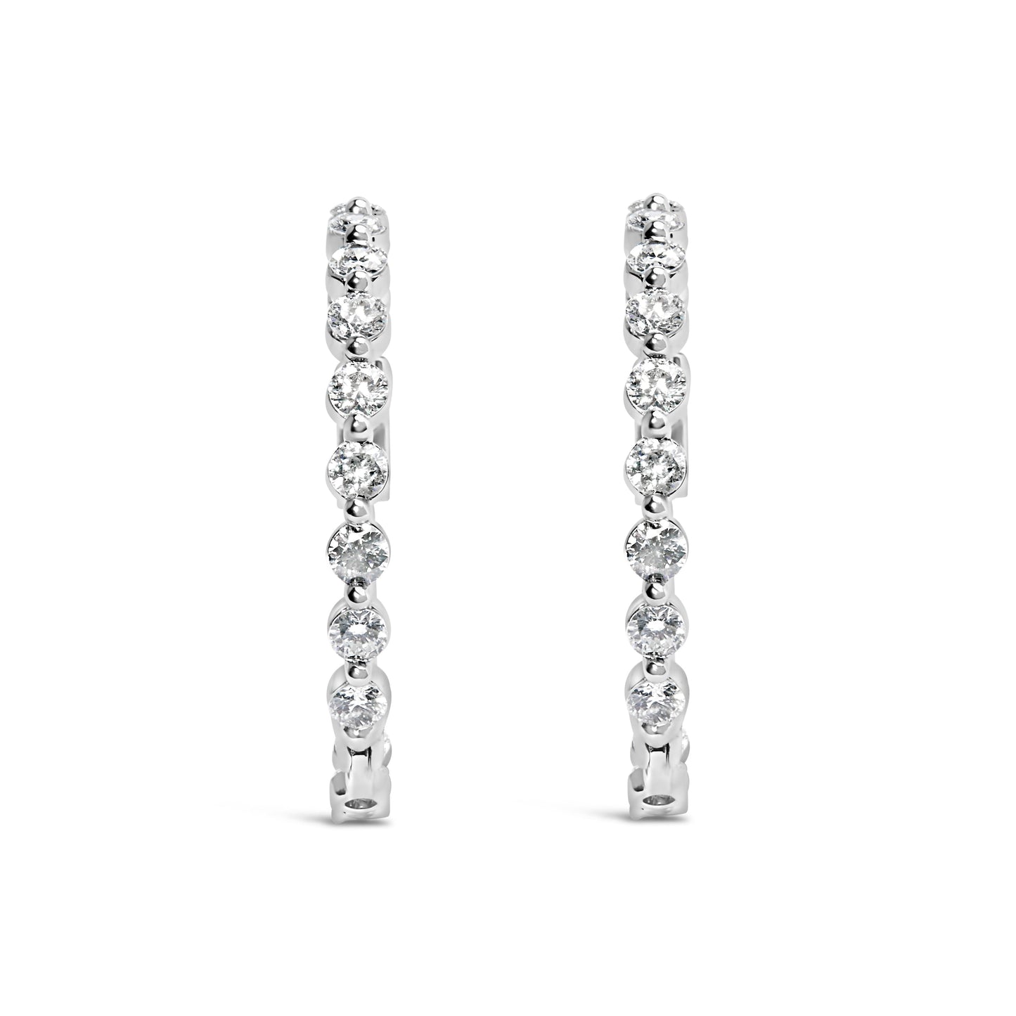 14K White Gold 5.00 Cttw Lab Grown Diamond Inside-Out Hoop Earring