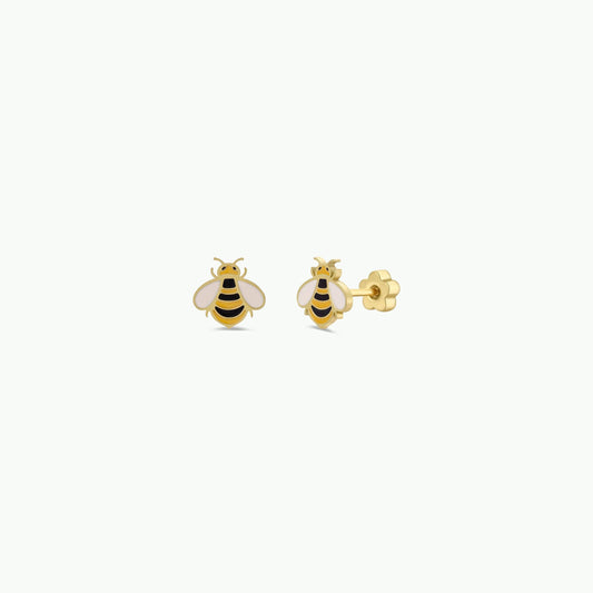 Bumble Bee Enamel Flat Back Kids Earrings