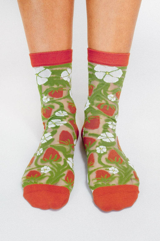 Strawberry Sheer Ankle Sock by Soulshine Co