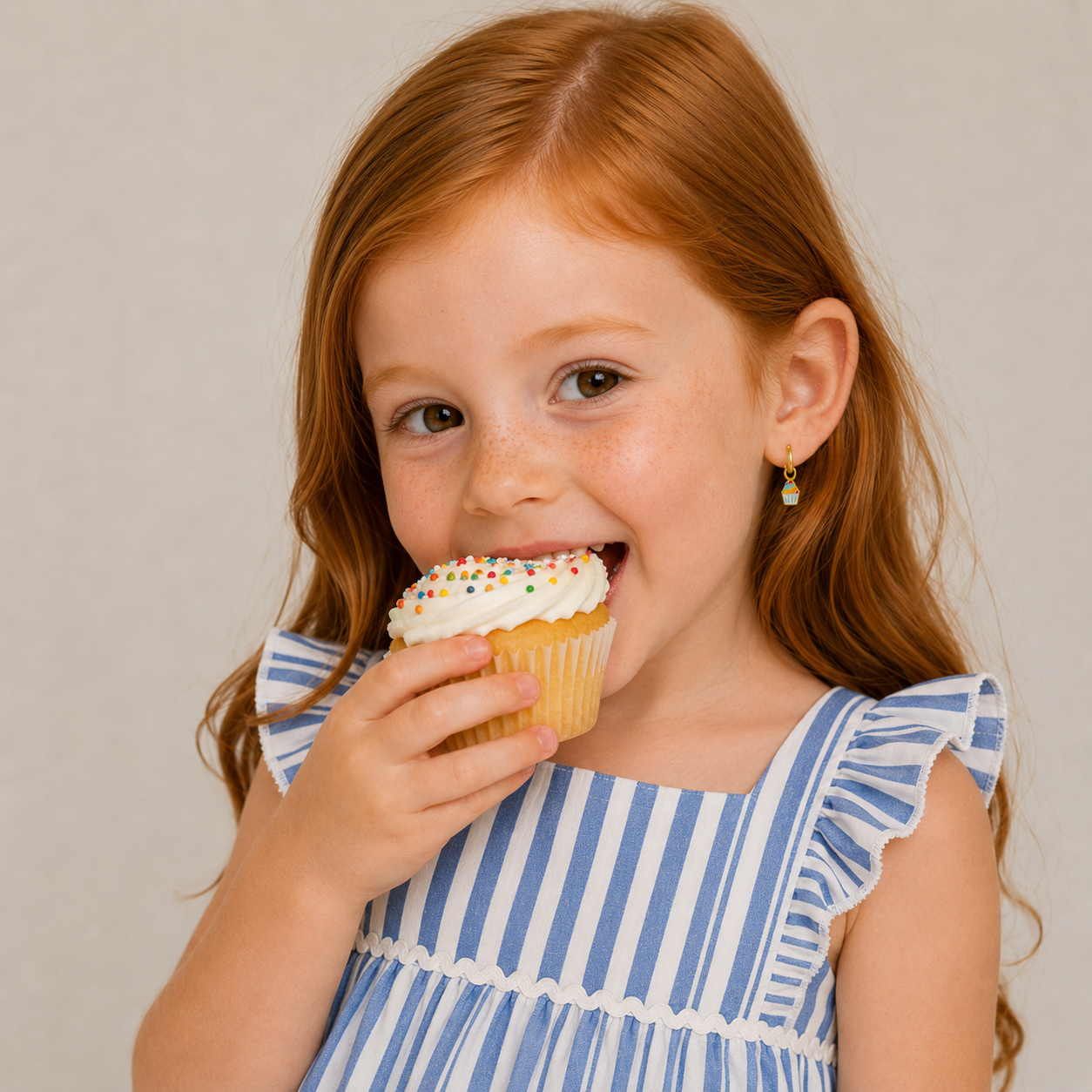 Cupcake Enamel Charm Hoop