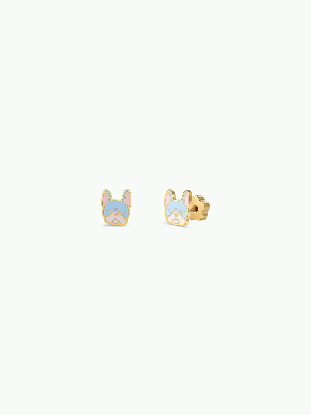 Frenchie Dog Enamel Flat Back Kids Earrings