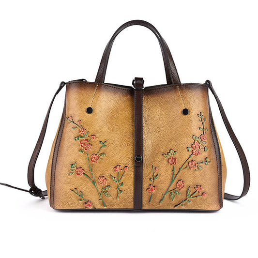 Floral Design Leather Bag