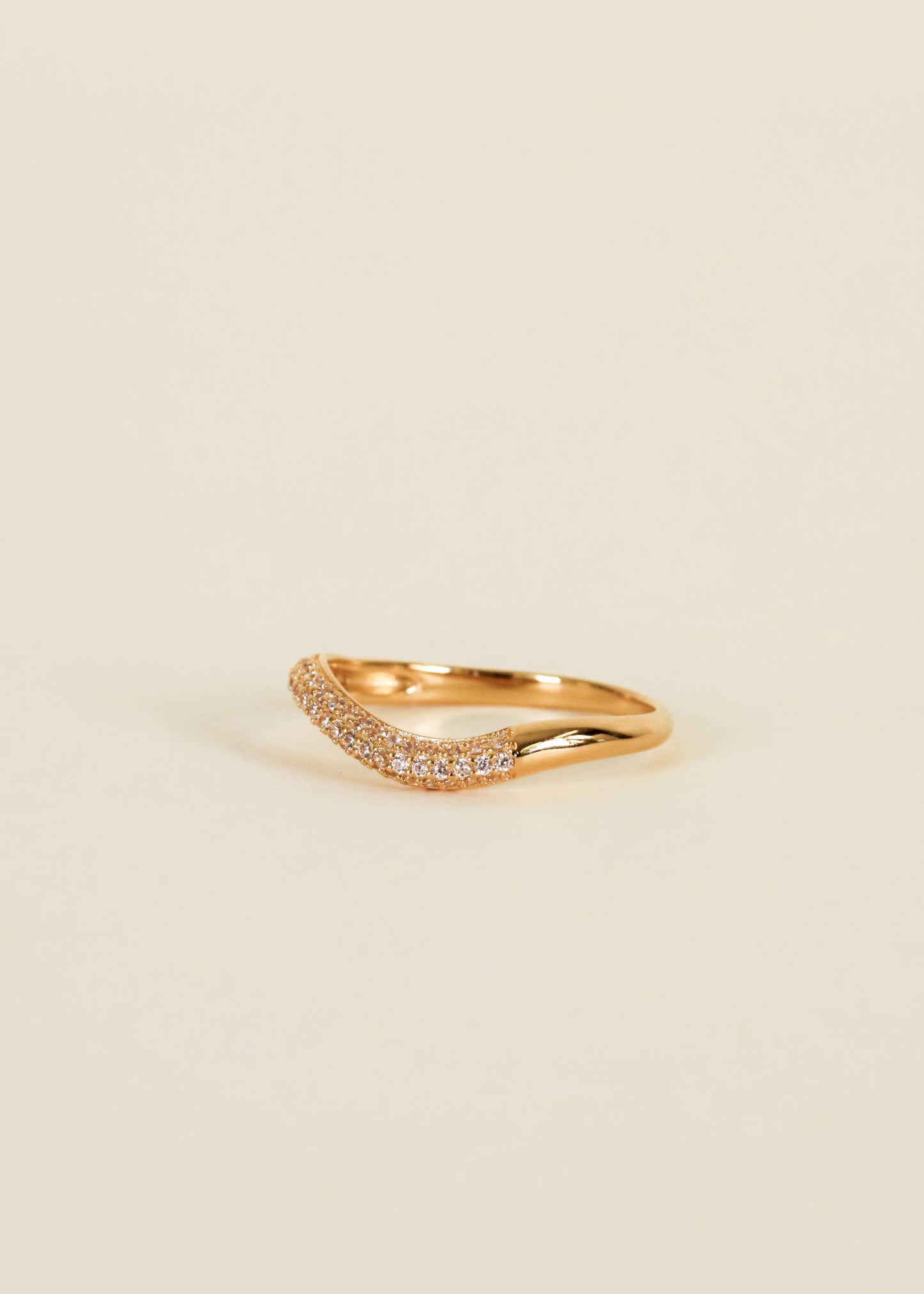 Gold Rings - Pave Wave - Champagne CZ