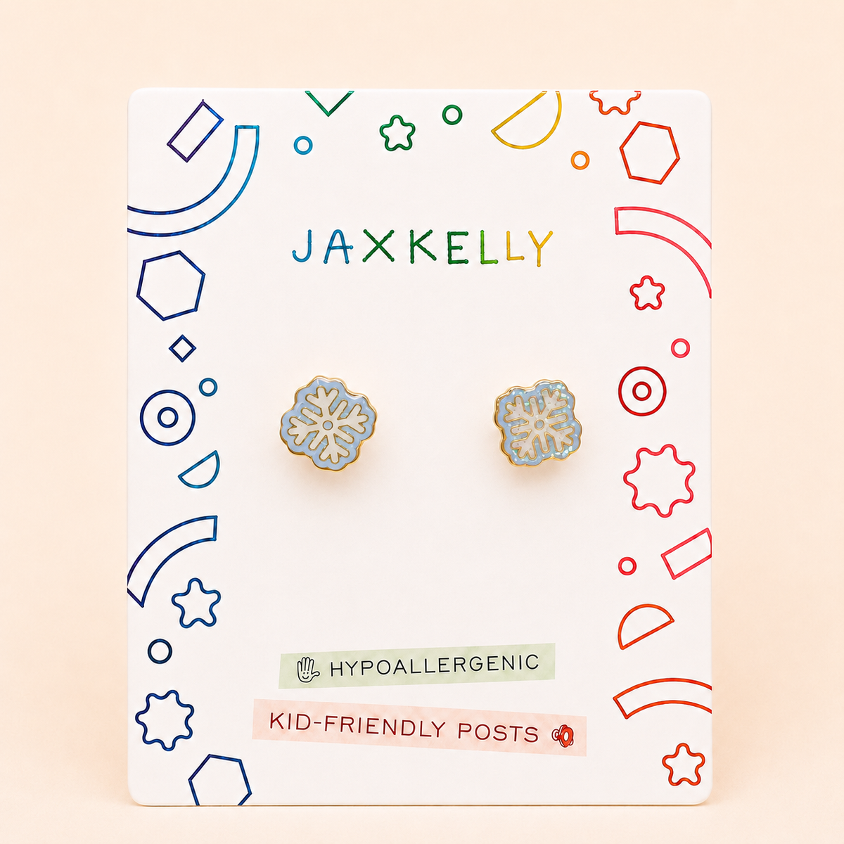 Snowflake Enamel Flat Back Kids Earrings