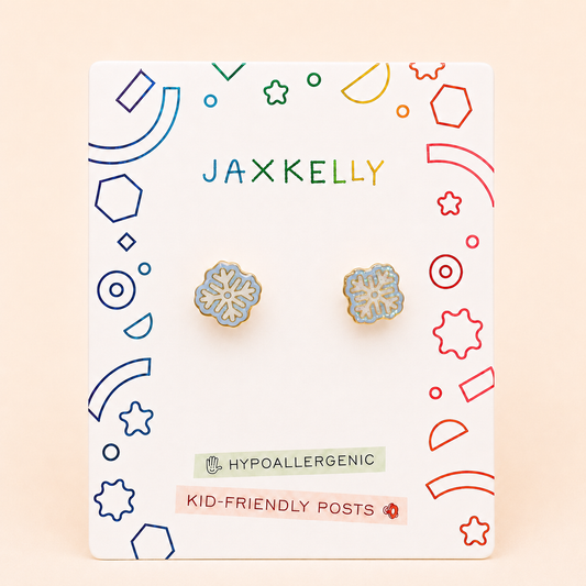 Snowflake Enamel Flat Back Kids Earrings
