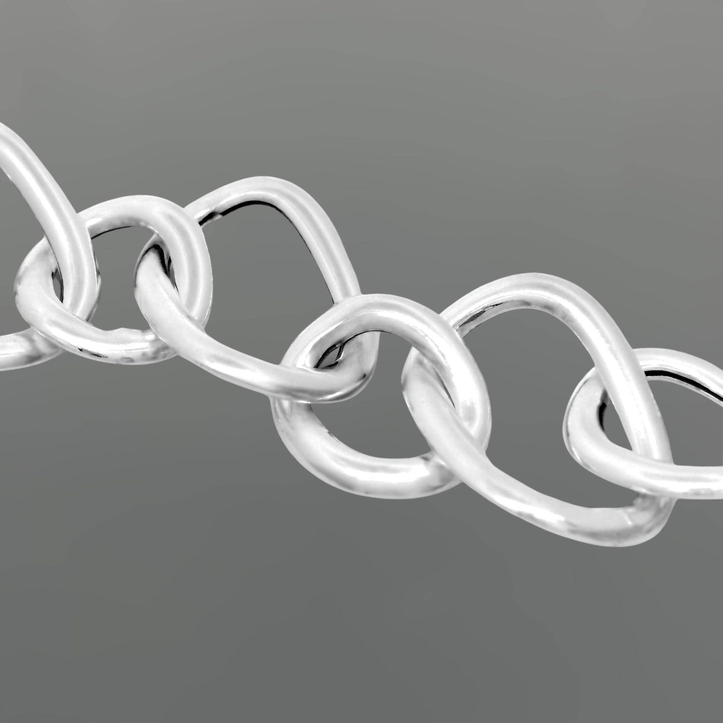 BS635-Silver Puffy Oval and Round Link Bracelet