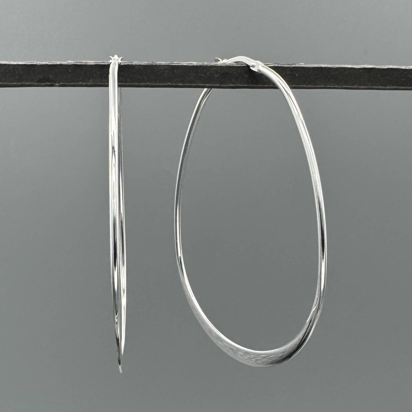 Silver Large Graduated Teardrop Hoops