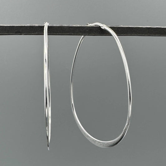 Silver Large Graduated Teardrop Hoops