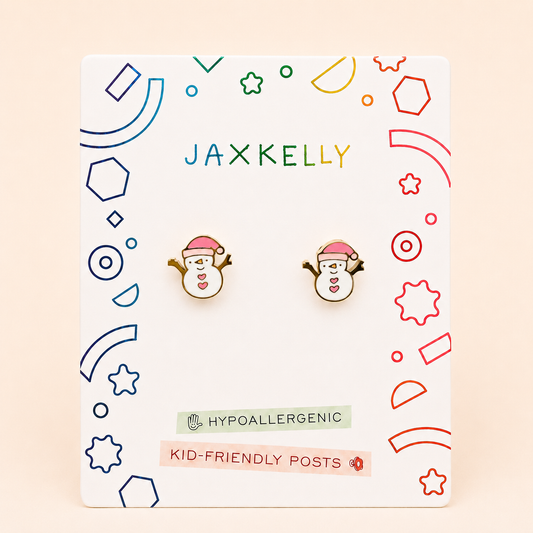 Snowman Enamel Flat Back Kids Earrings