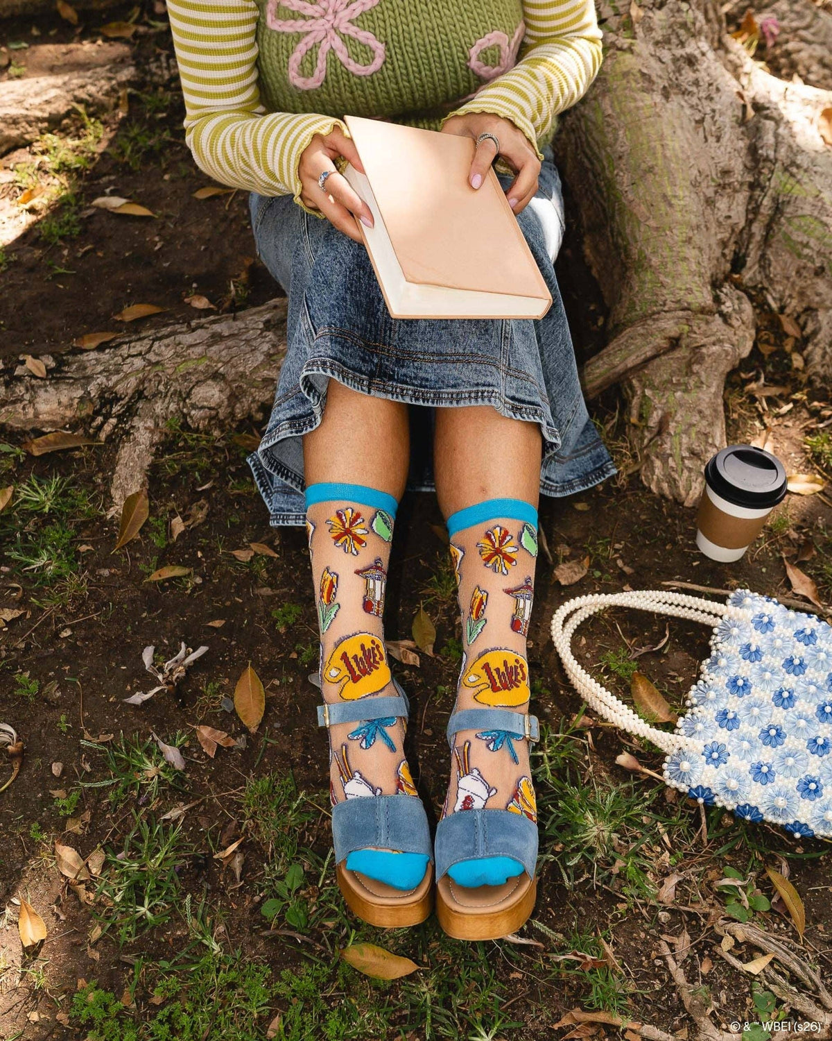 Gilmore Girls Stars Hollow Shimmer Sheer Crew Sock