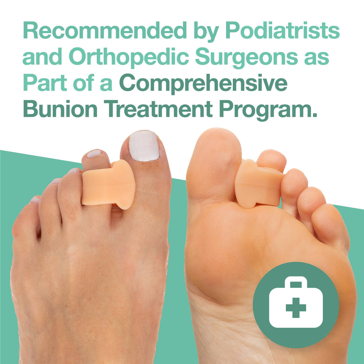 Single Loop Toe Separator, Bunion Corrector - Beige - 2 Pack
