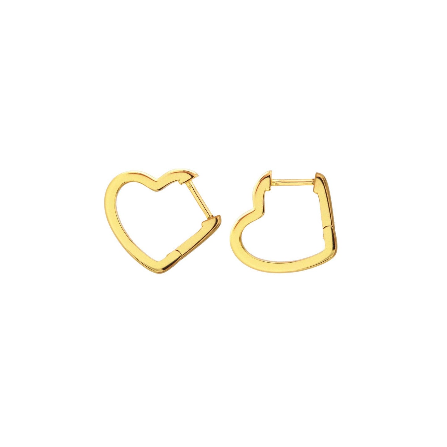 Open Heart Hinged Huggie Hoop Earrings