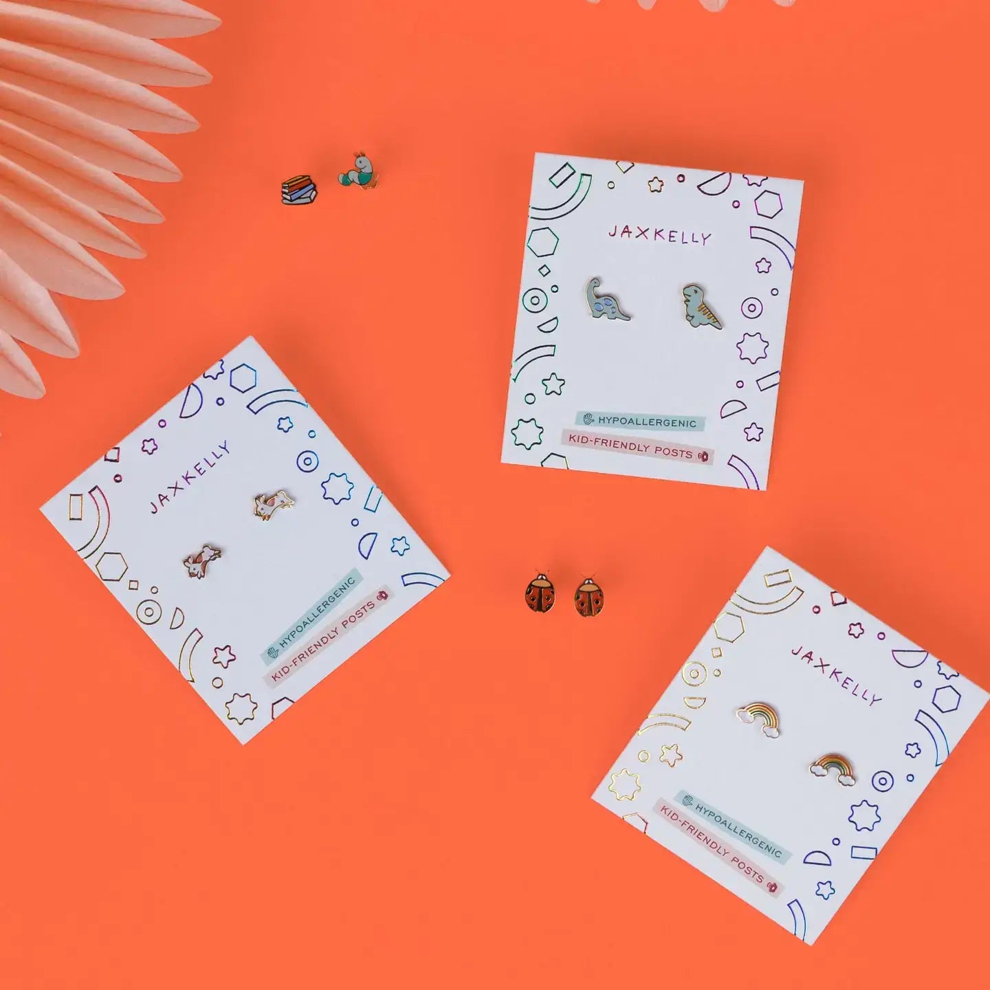 Bookworm Enamel Flat Back Kids Earrings