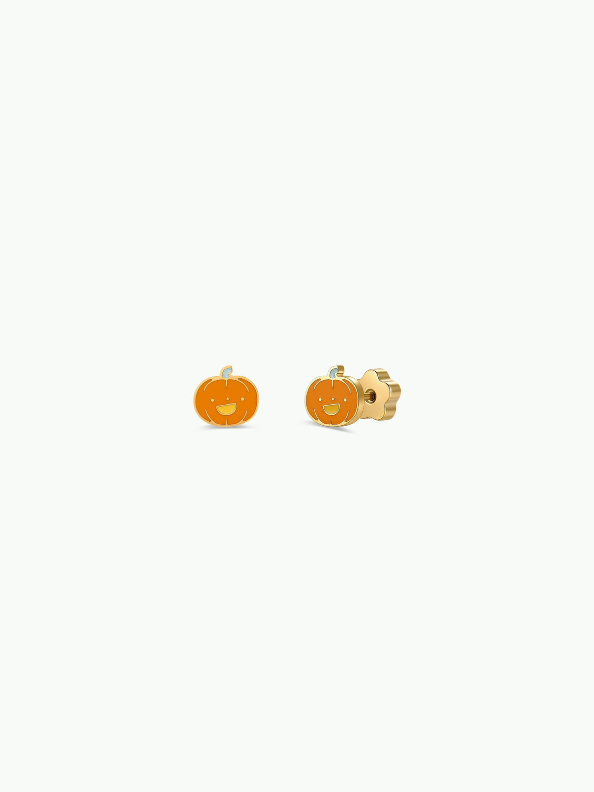 Pumpkin Enamel Flat Back Kids Earrings