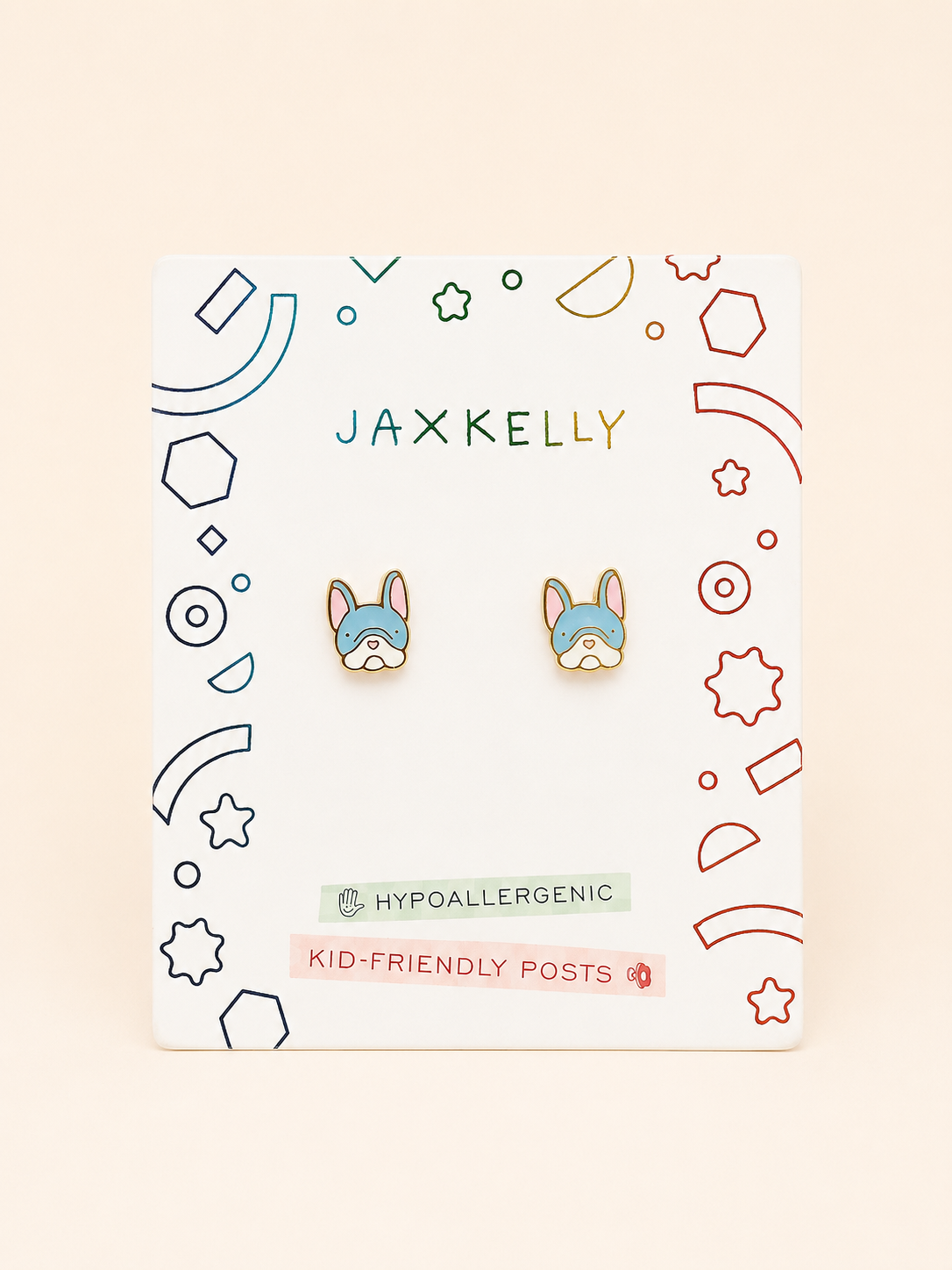Frenchie Dog Enamel Flat Back Kids Earrings