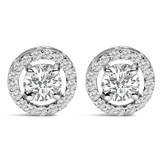 Men's 14K White Gold 1 3/4 Cttw Lab Grown Diamond Halo Cufflink