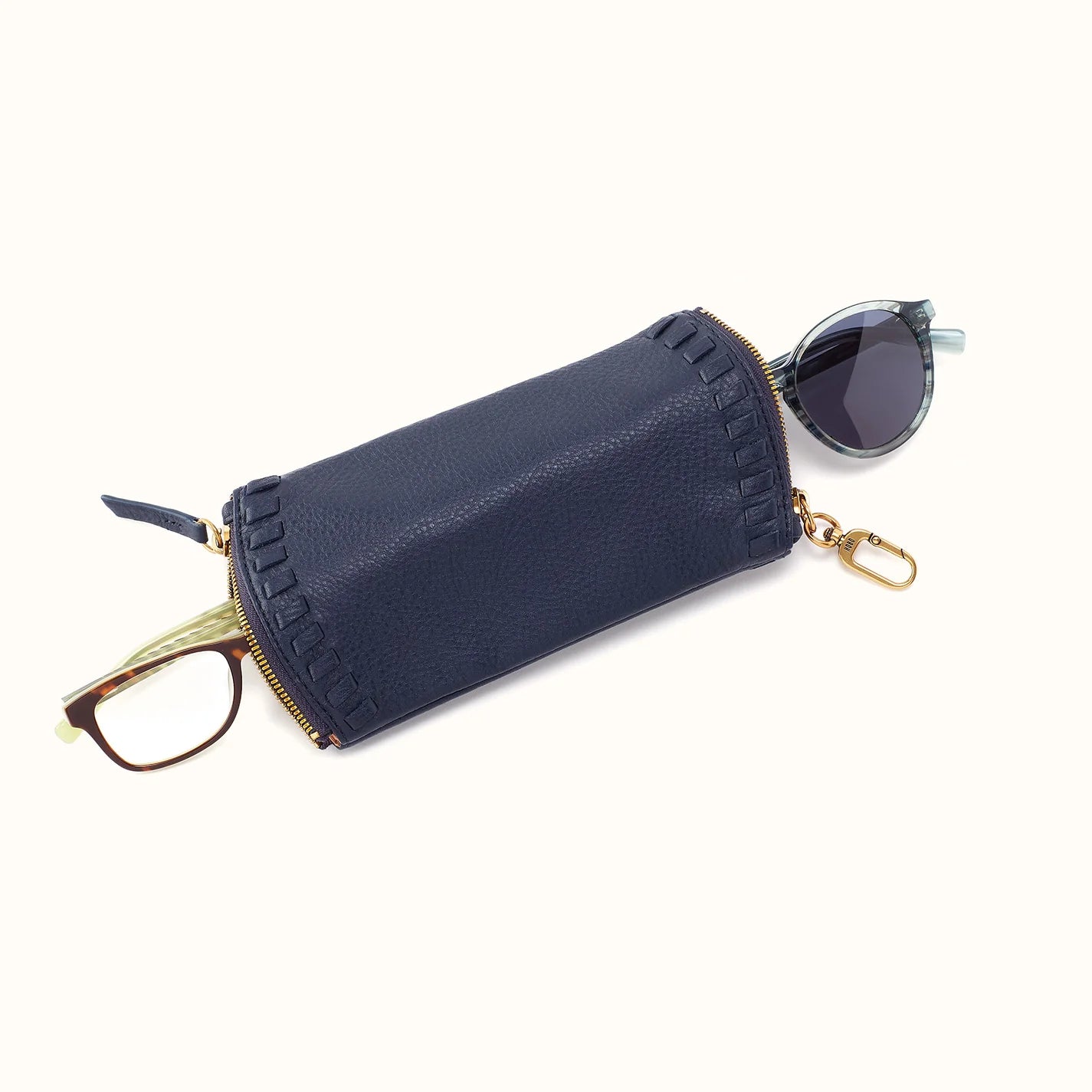 Spark Double Eyeglass Case in Pebbled Leather