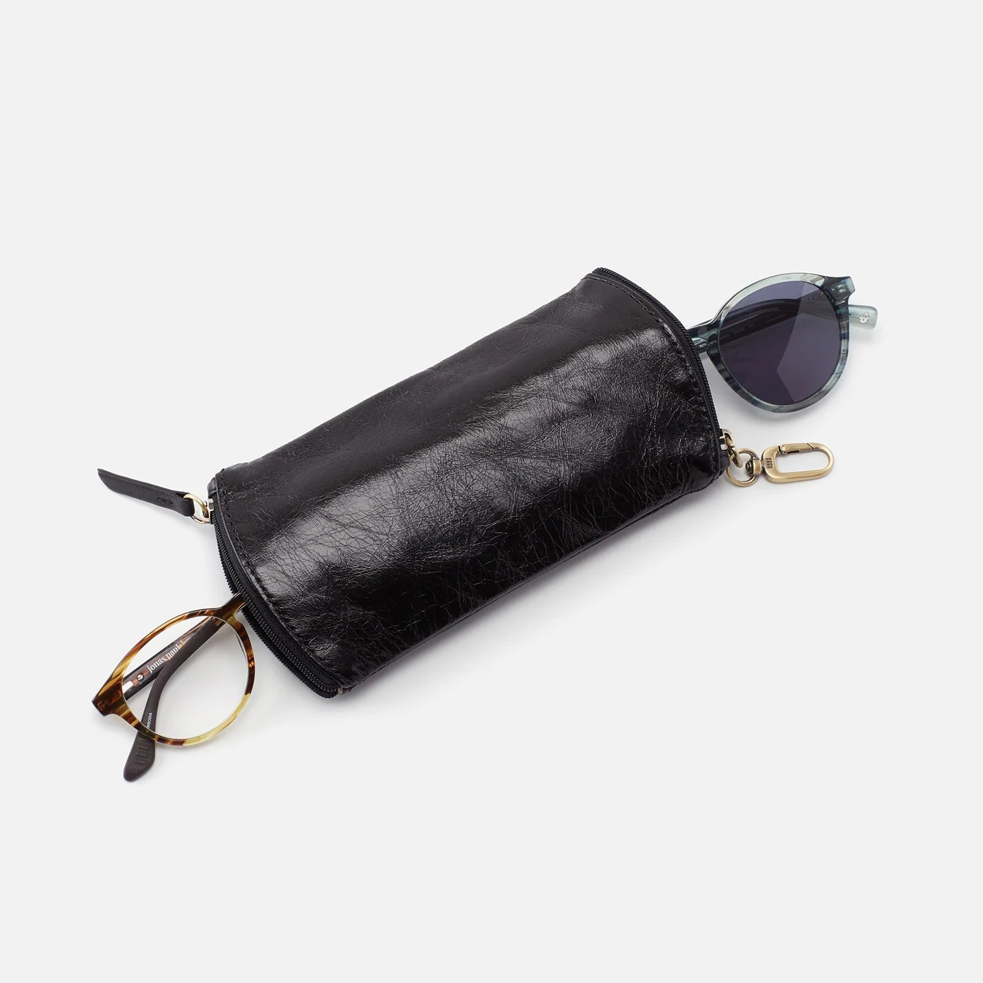 Spark Double Eyeglass Case in Polished Leather