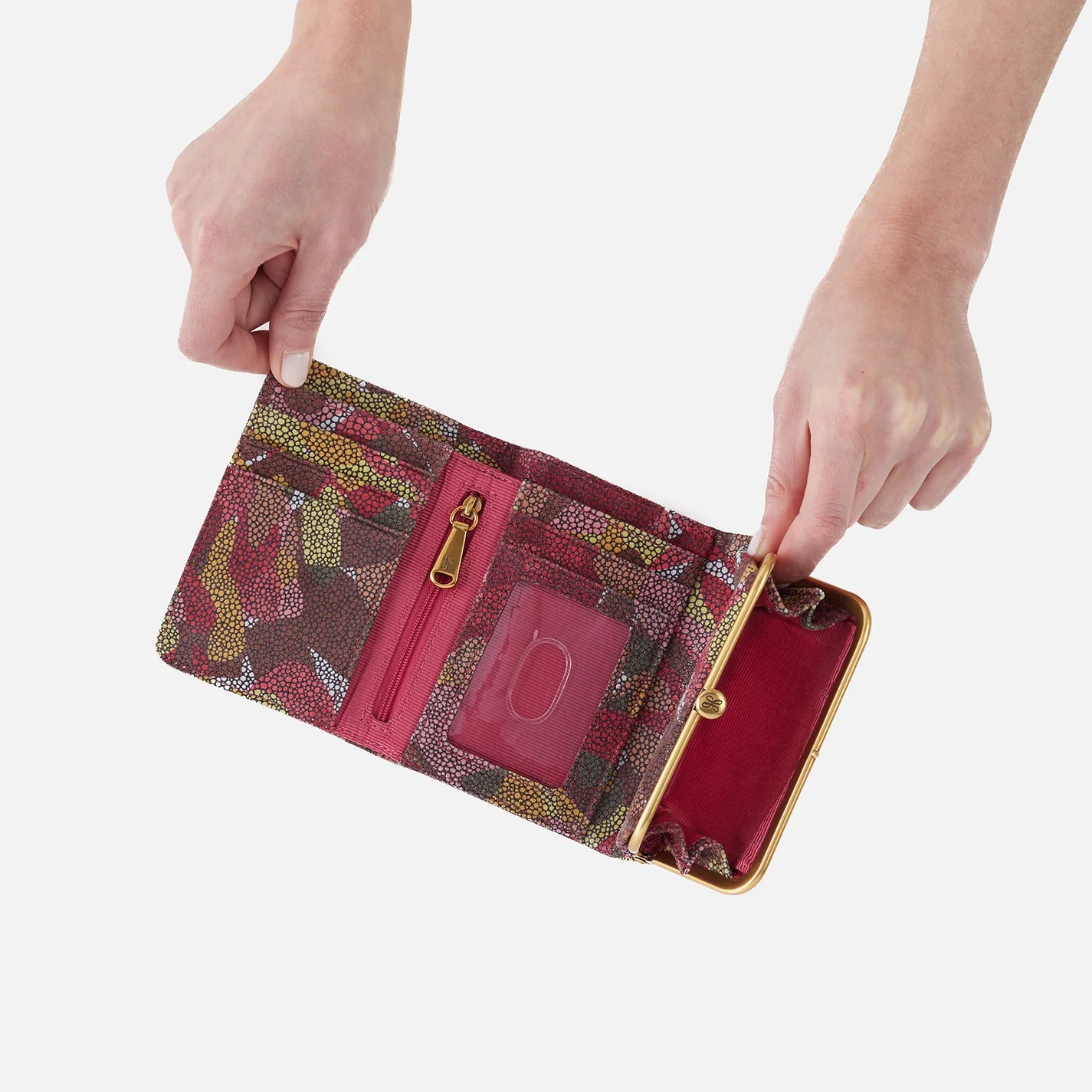 Robin Compact Wallet In Printed Leather