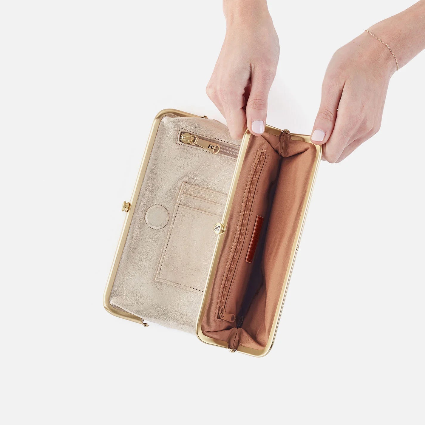 Lauren Clutch Wallet in Metallic Leather