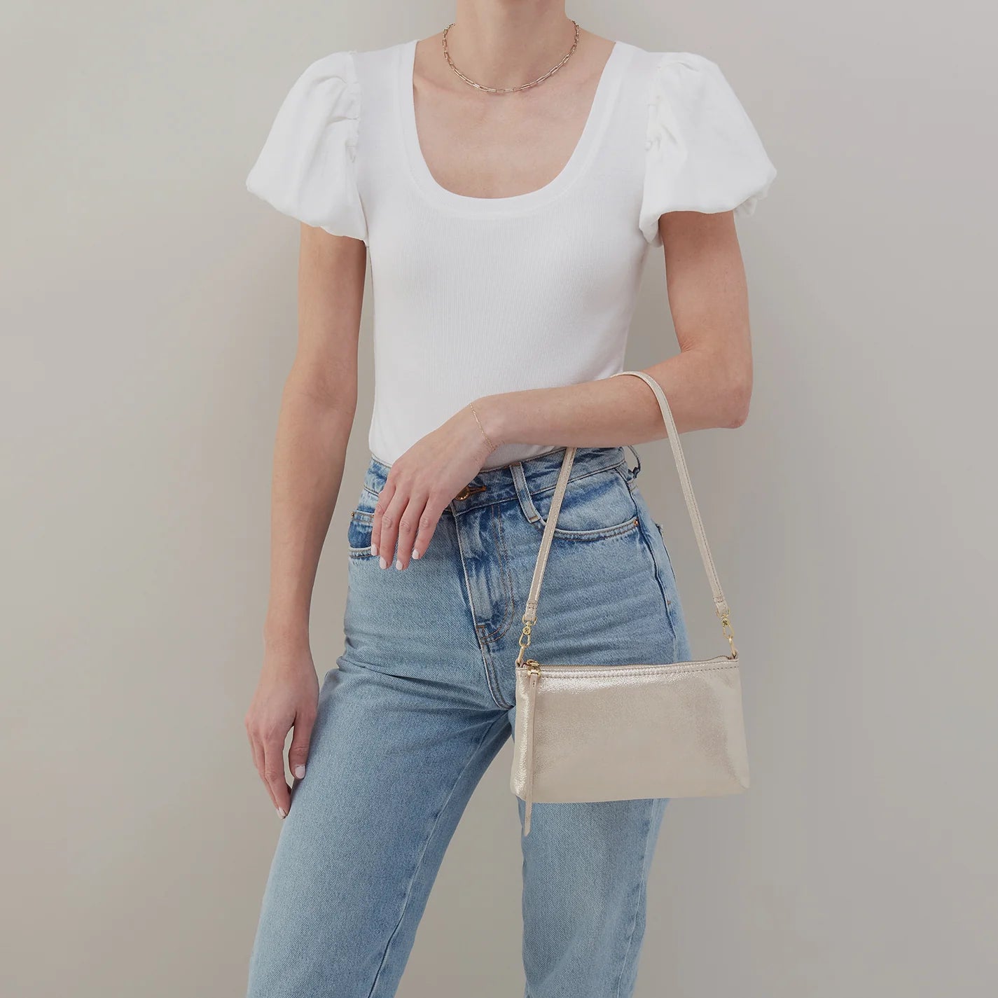 Darcy Crossbody in Metallic Leather