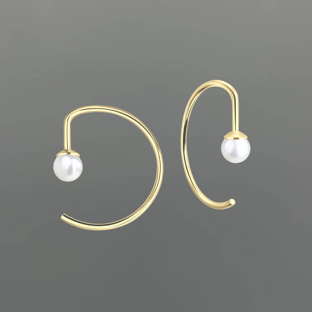 Freshwater Pearl Semi-Circle Threader Hoops