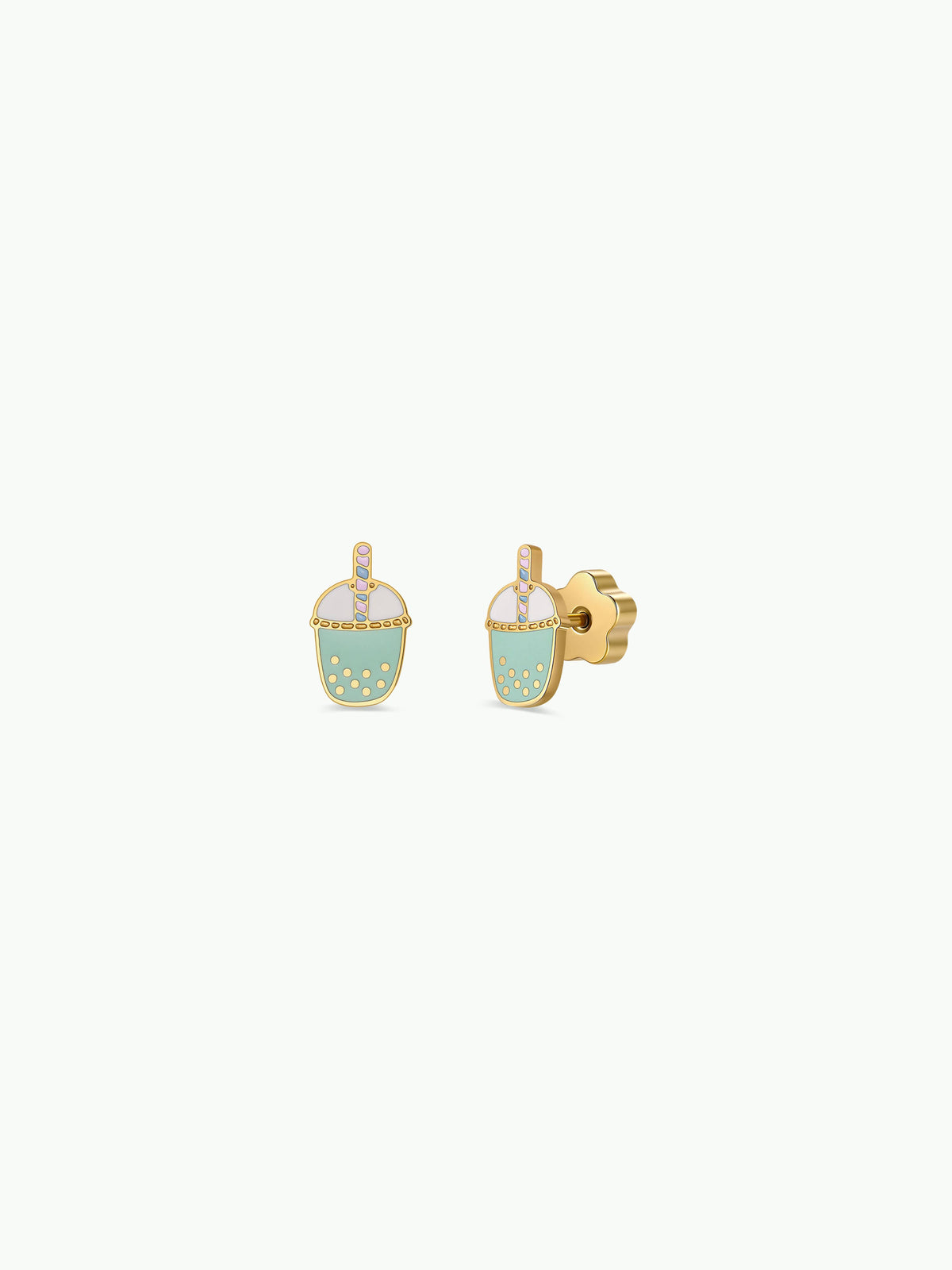 Matcha Enamel Flat Back Kids Earrings