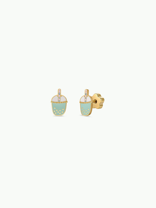 Matcha Enamel Flat Back Kids Earrings