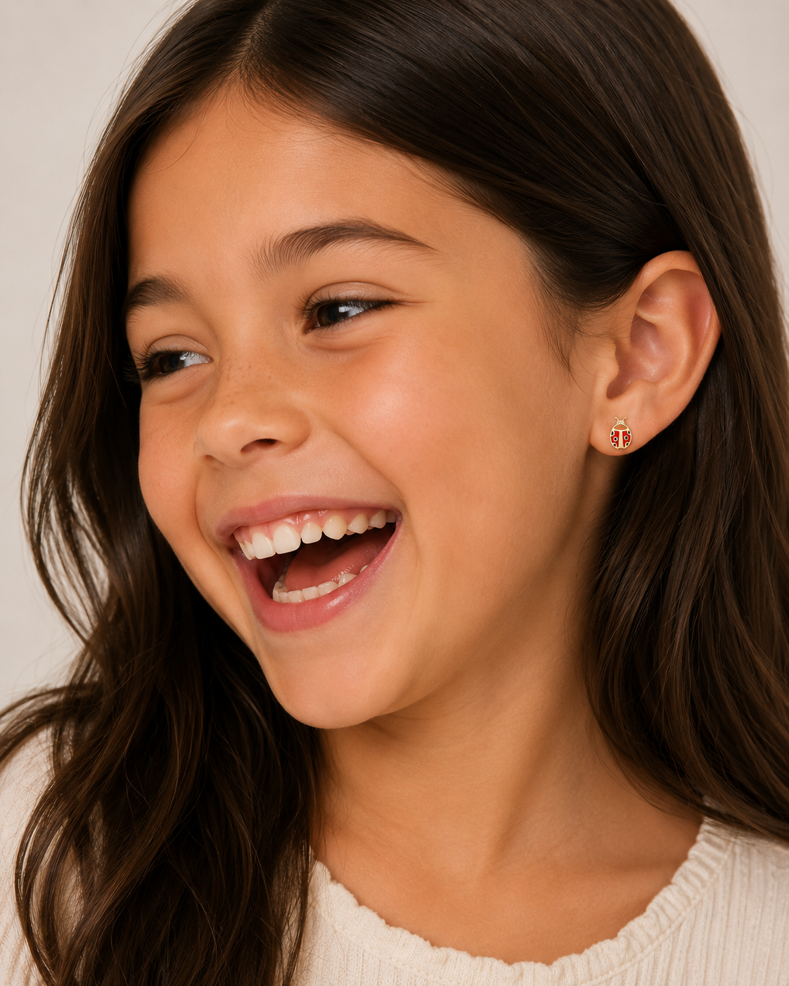 Ladybug Enamel Flat Back Kids Earrings