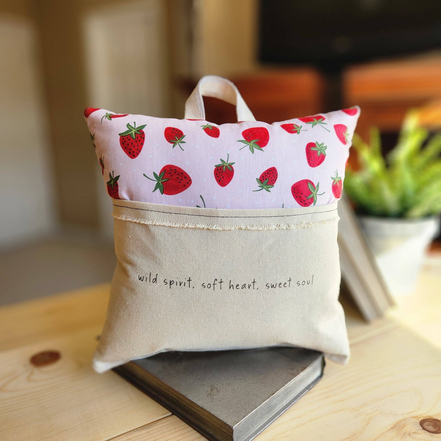 Wild Spirit, Reading Pillow, Tablet Pillow, strawberry print