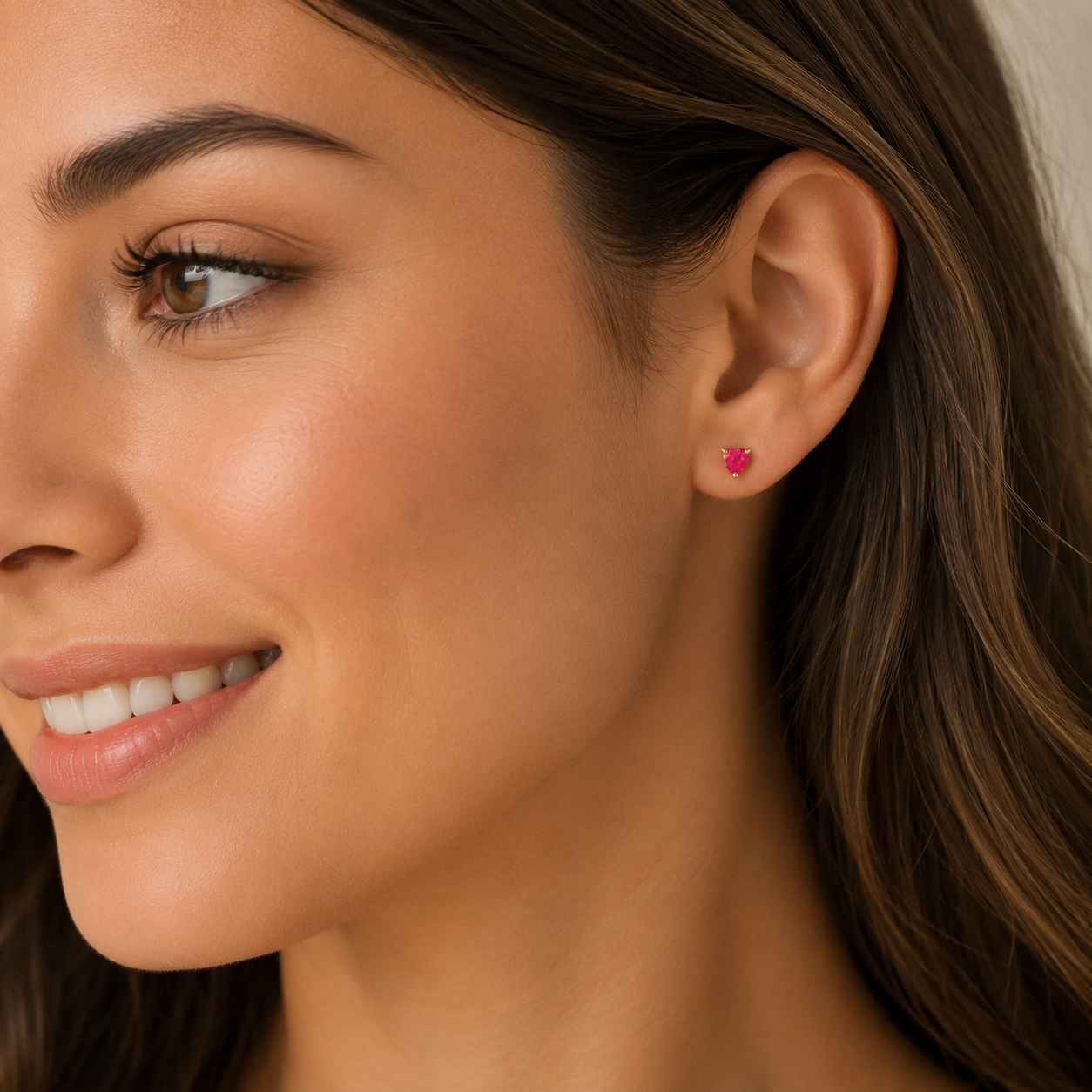Puffed Pink Opal Heart Earrings