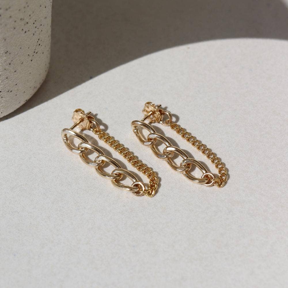 Alex Chain Stud Earrings in 14k Gold fill or Sterling Silver