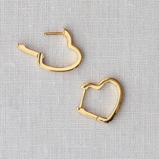 Open Heart Hinged Huggie Hoop Earrings