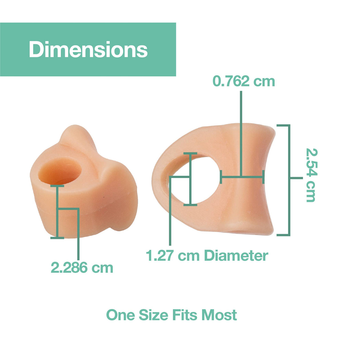 Single Loop Toe Separator, Bunion Corrector - Beige - 2 Pack