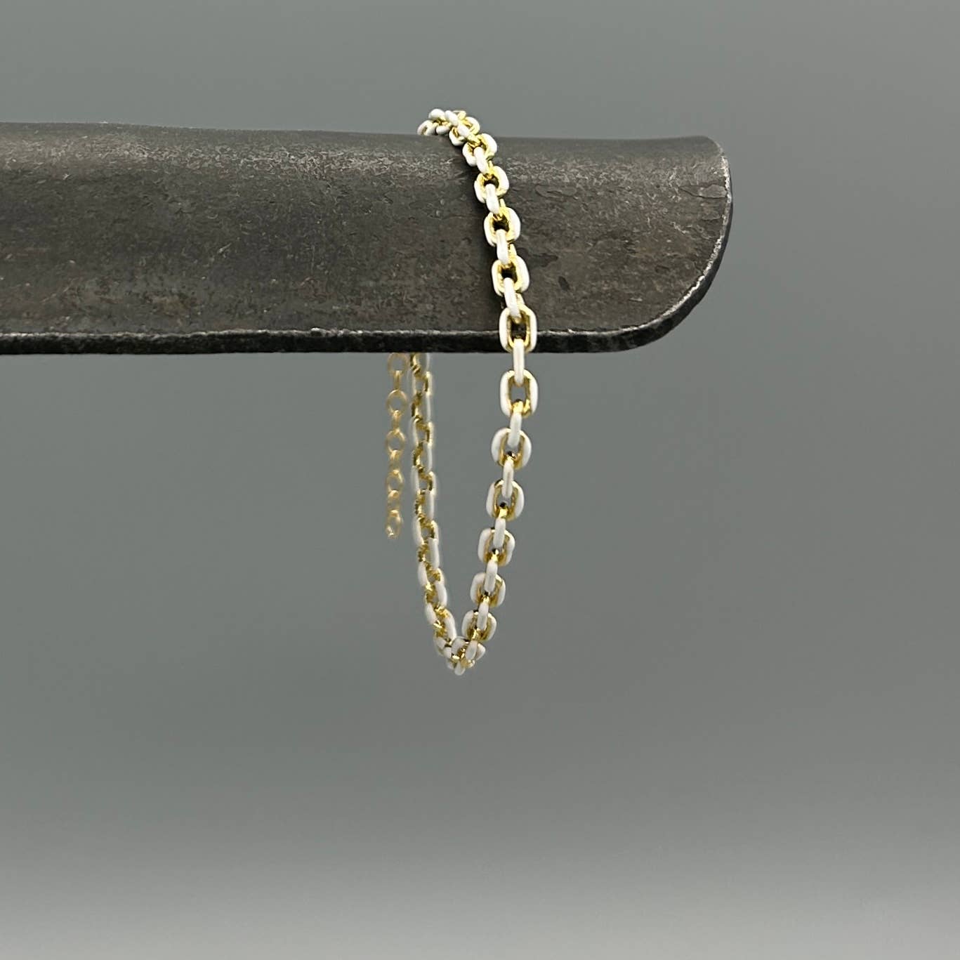 Gold Enamel Anchor Chain Bracelet