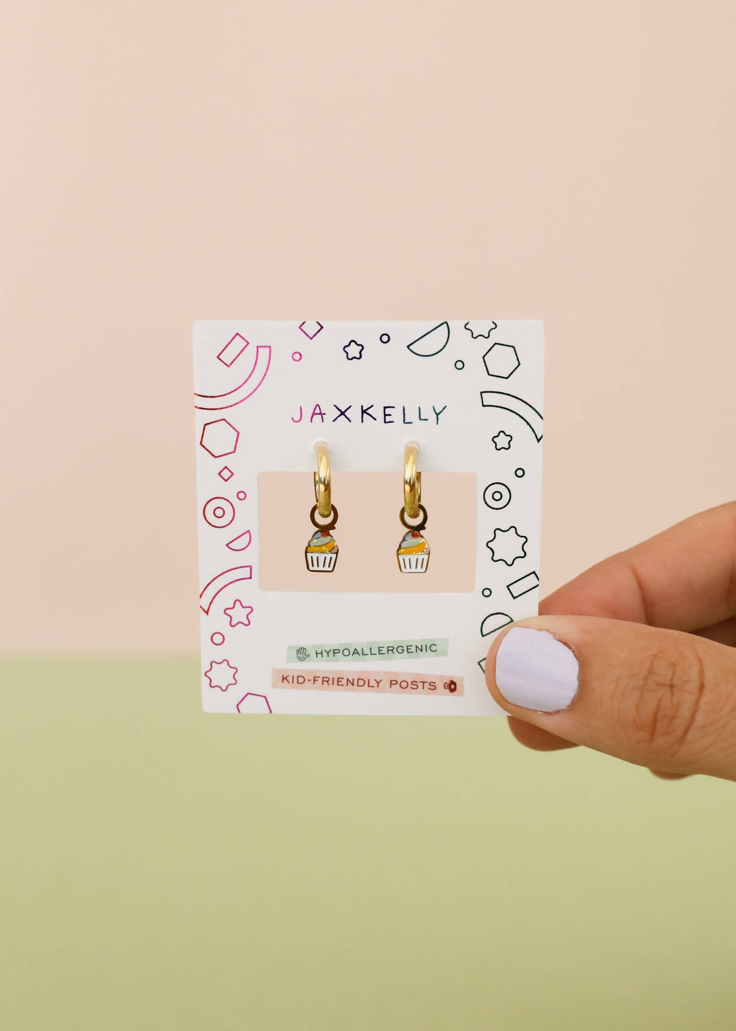 Cupcake Enamel Charm Hoop