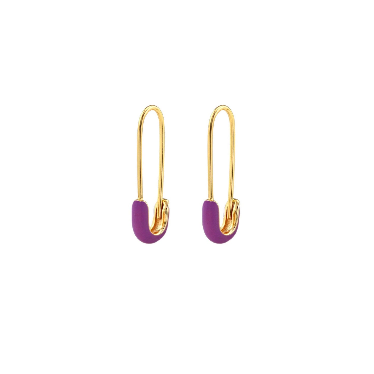 Safety Pin Enamel Hoop Earrings